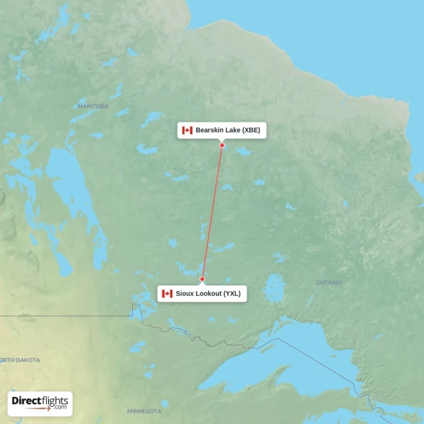 Bearskin Lake - Sioux Lookout direct flight map