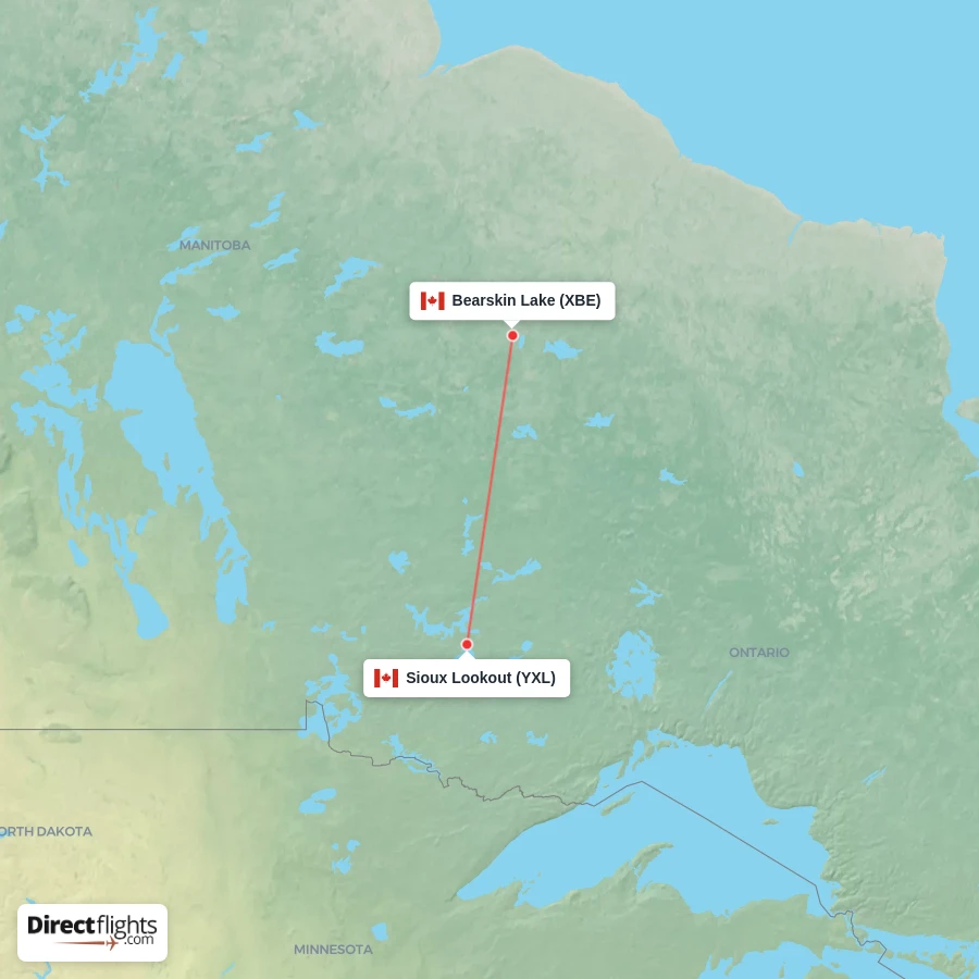 XBE - YXL route map