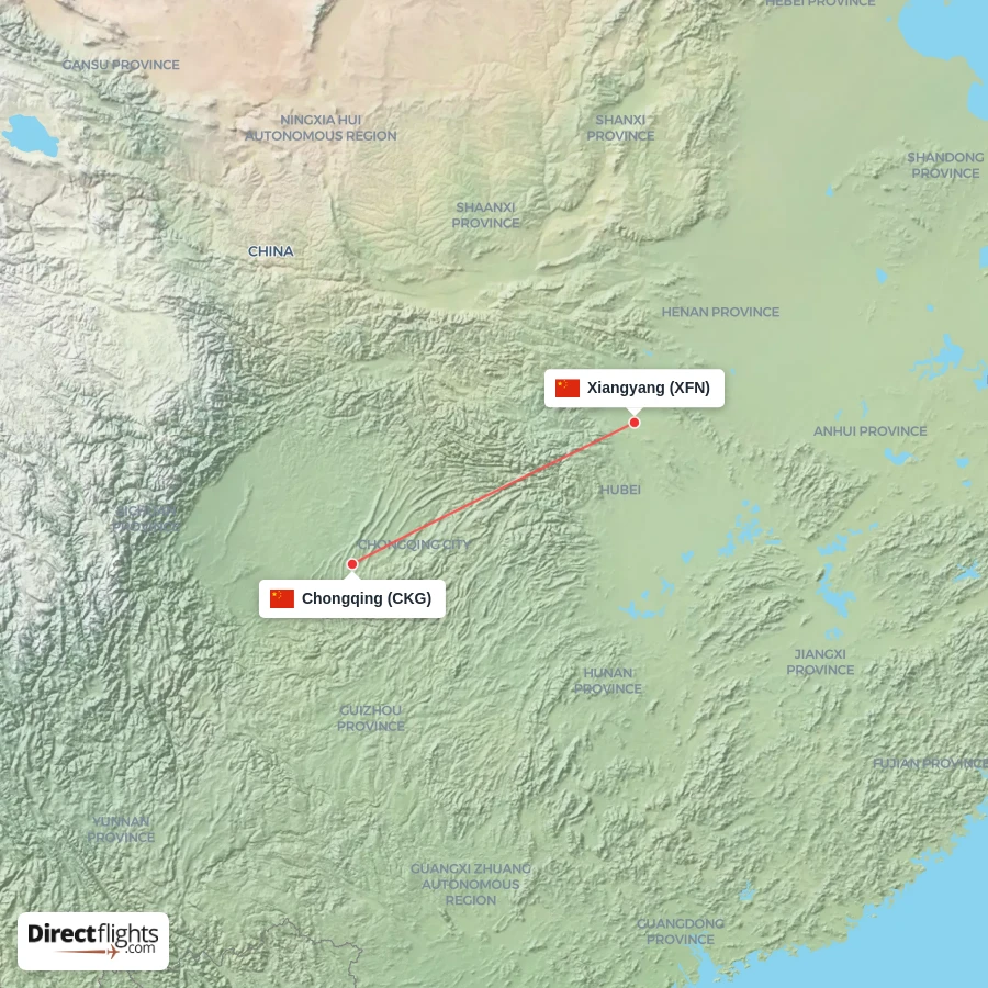 XFN - CKG route map
