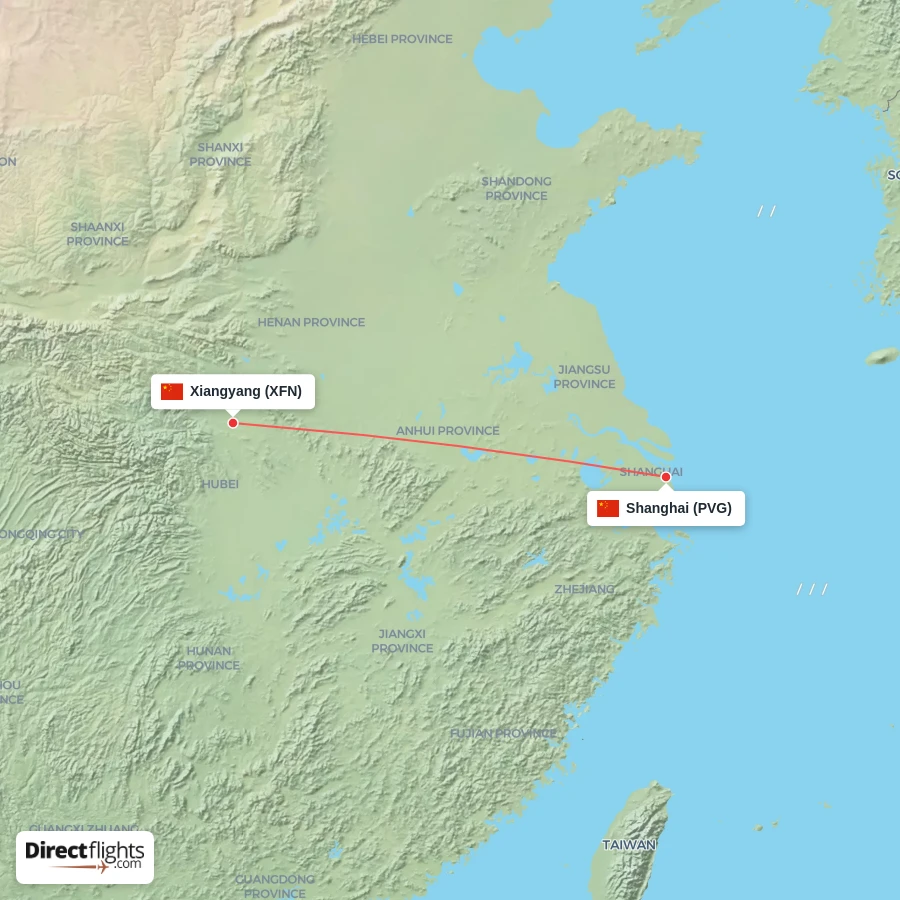 XFN - PVG route map