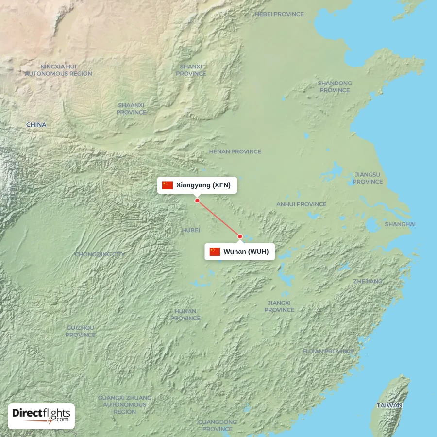 XFN - WUH route map