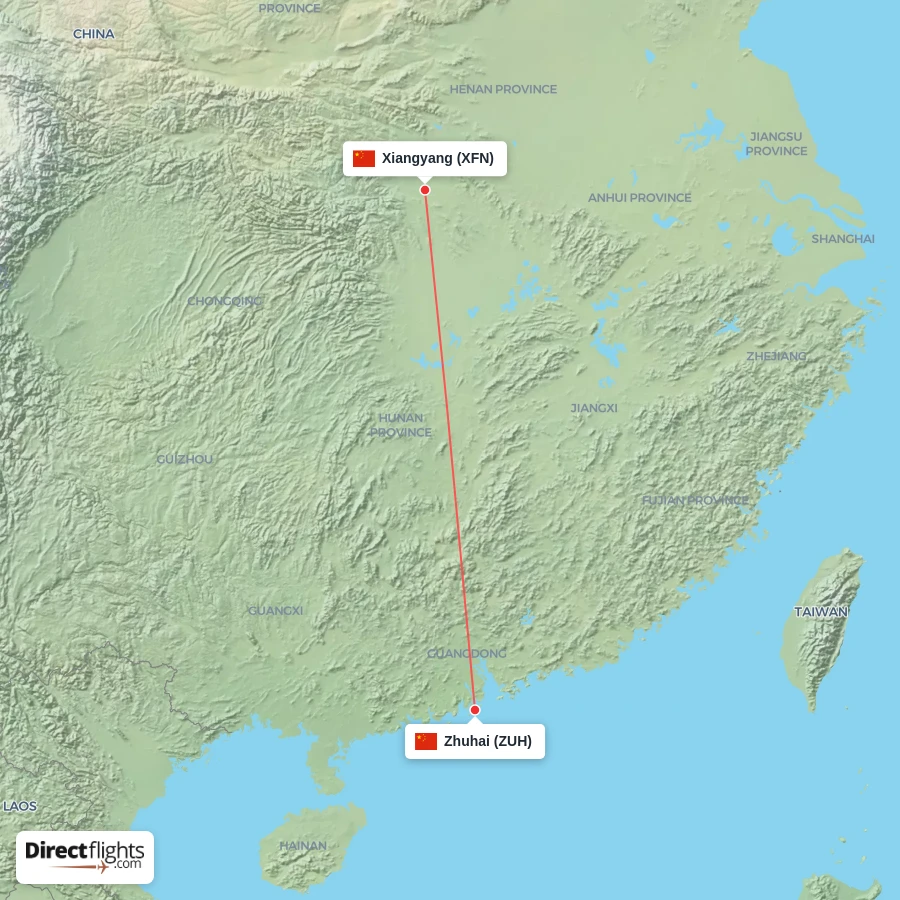 XFN - ZUH route map