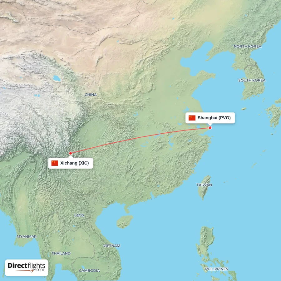 XIC - PVG route map