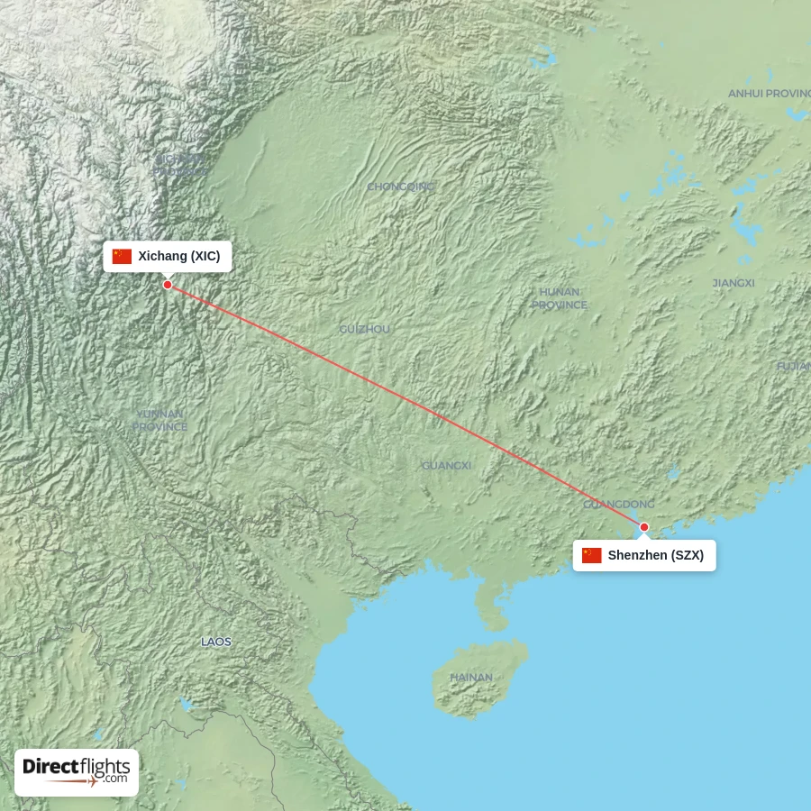 XIC - SZX route map