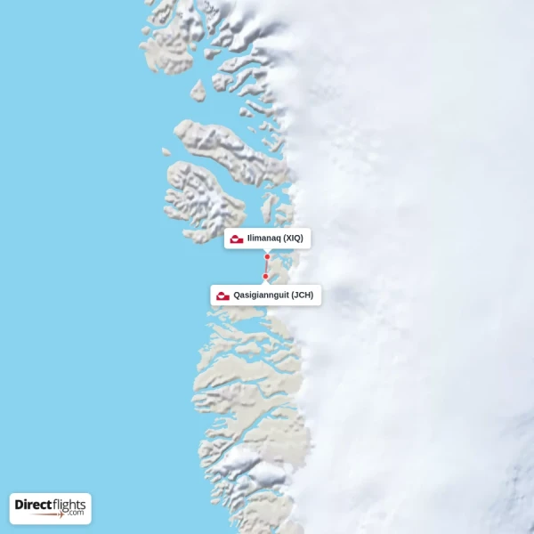 Ilimanaq - Qasigiannguit direct flight map
