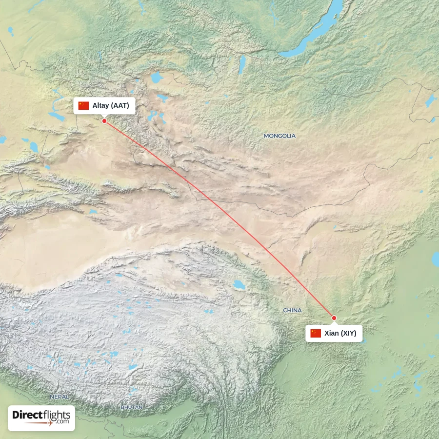 XIY - AAT route map