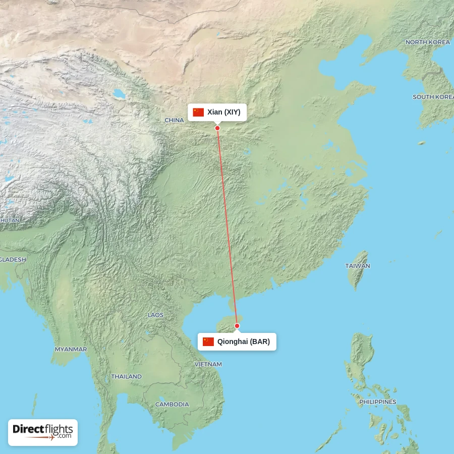 XIY - BAR route map