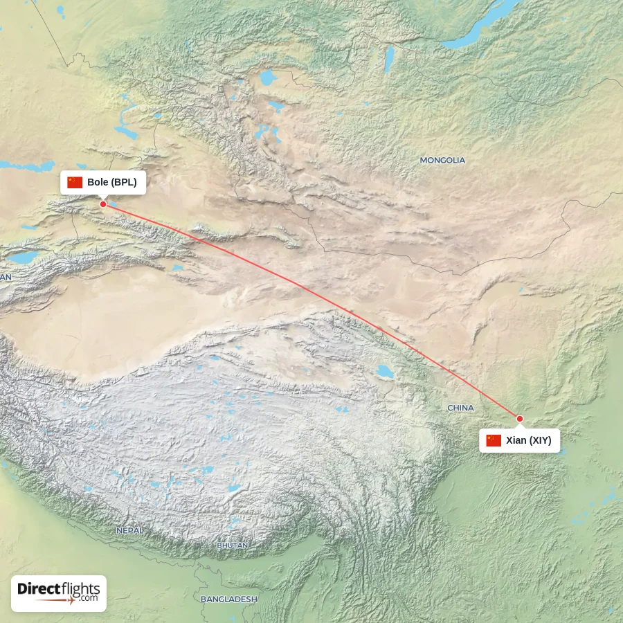 XIY - BPL route map