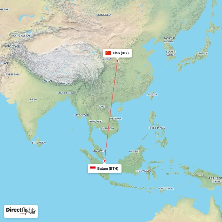 XIY - BTH route map