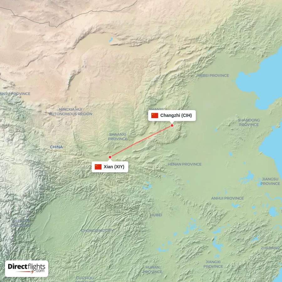 XIY - CIH route map