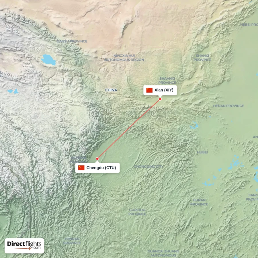XIY - CTU route map