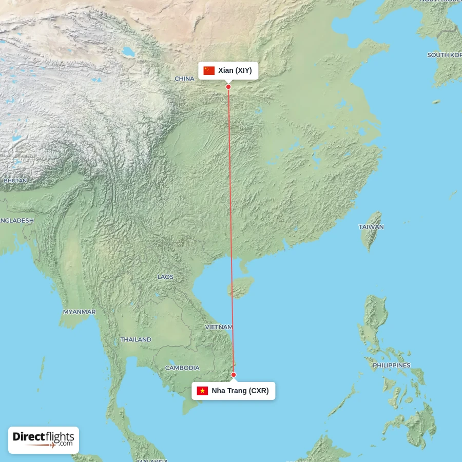 XIY - CXR route map