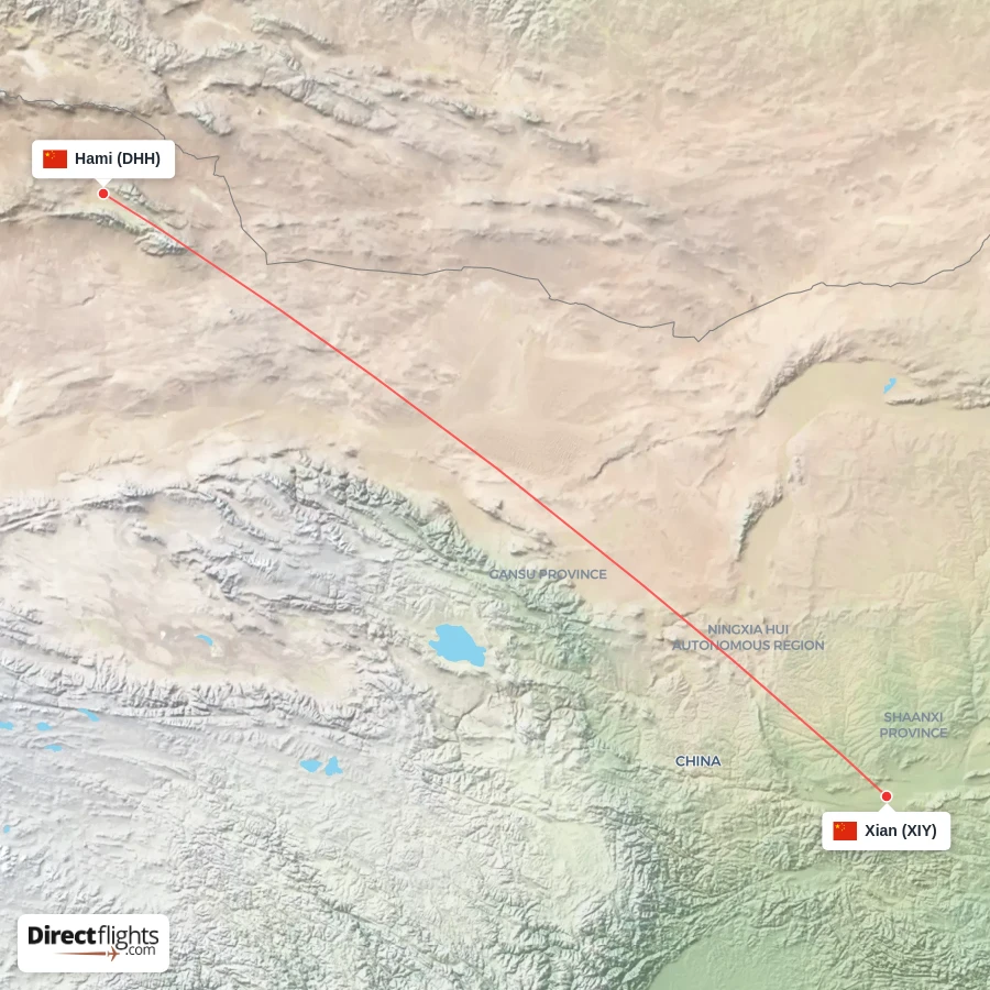 XIY - DHH route map