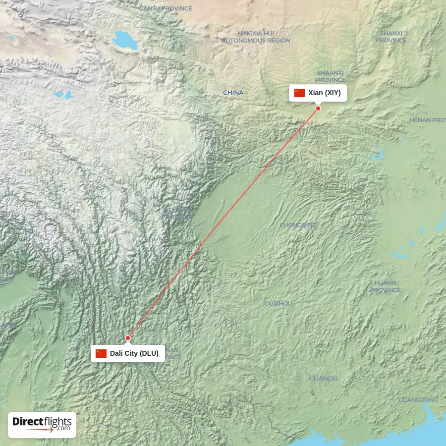 XIY - DLU route map