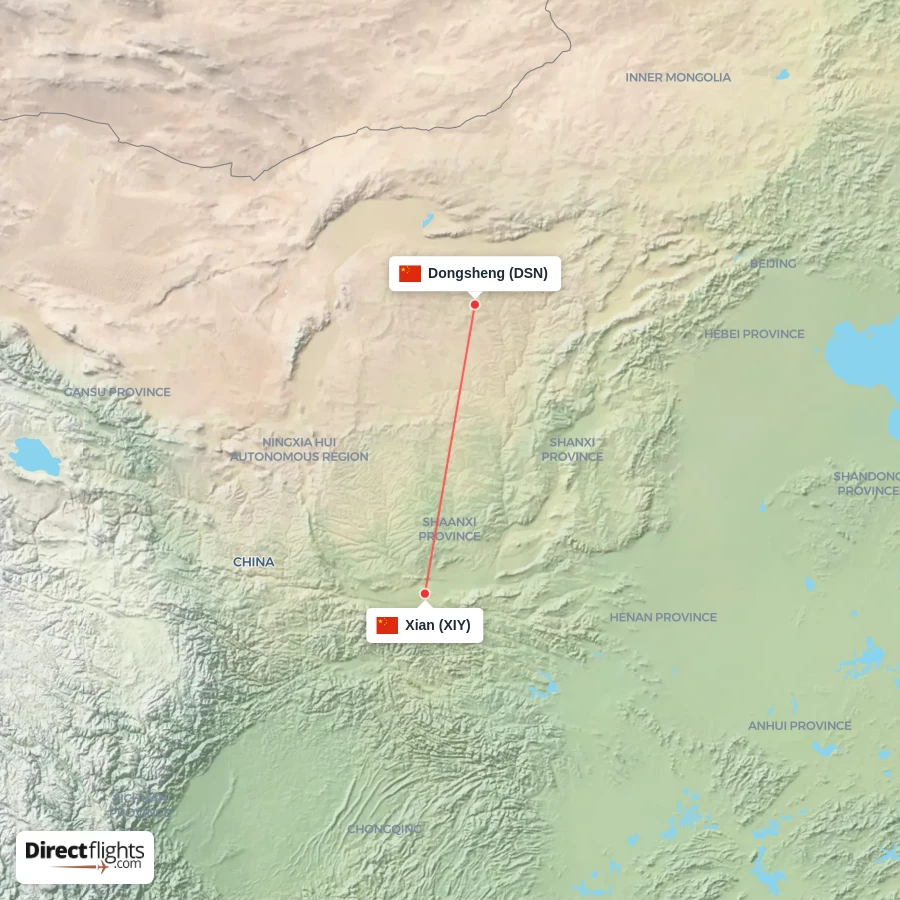 XIY - DSN route map