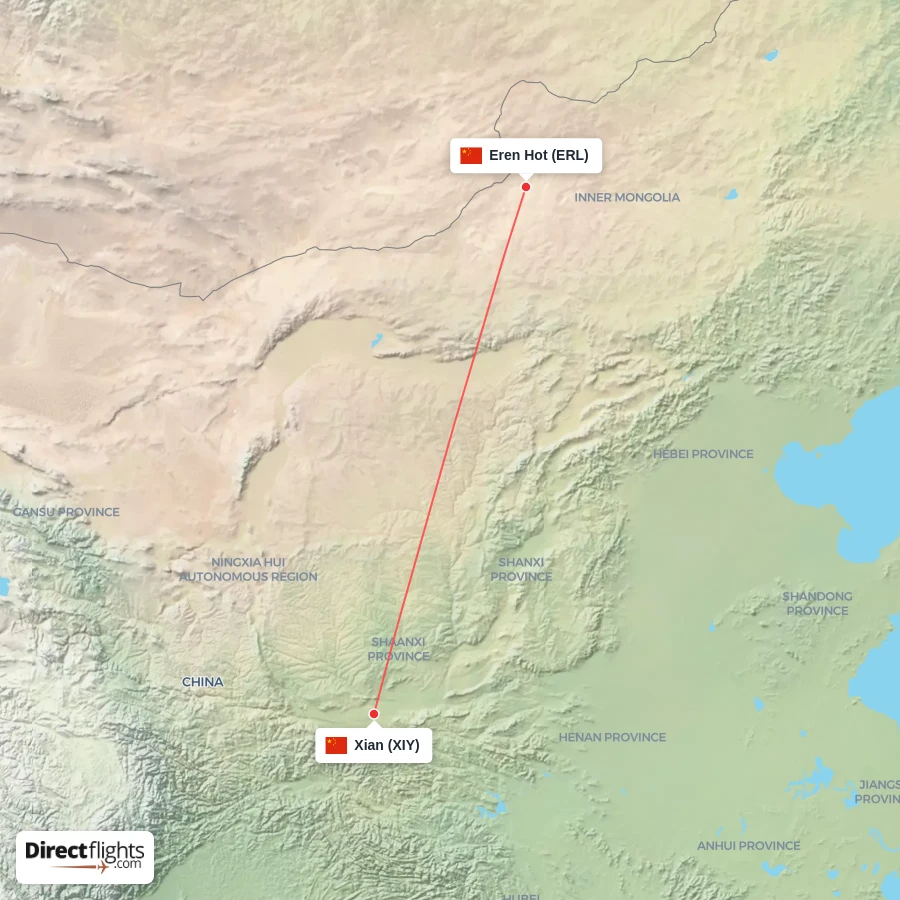 XIY - ERL route map