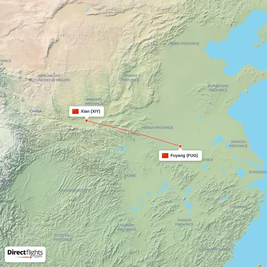 XIY - FUG route map