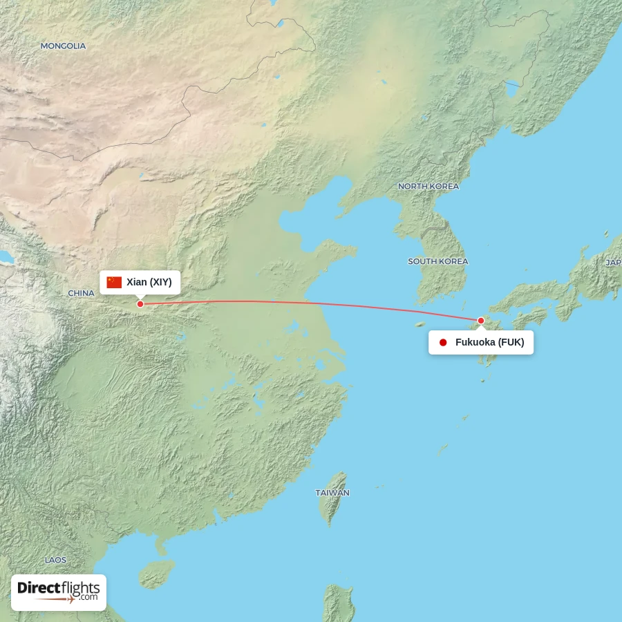 XIY - FUK route map