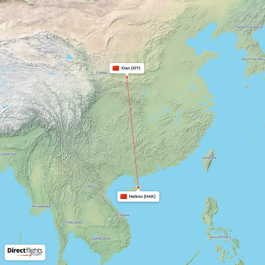 XIY - HAK route map