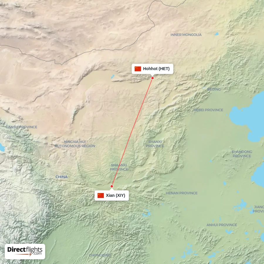 XIY - HET route map