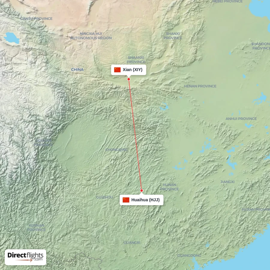 XIY - HJJ route map