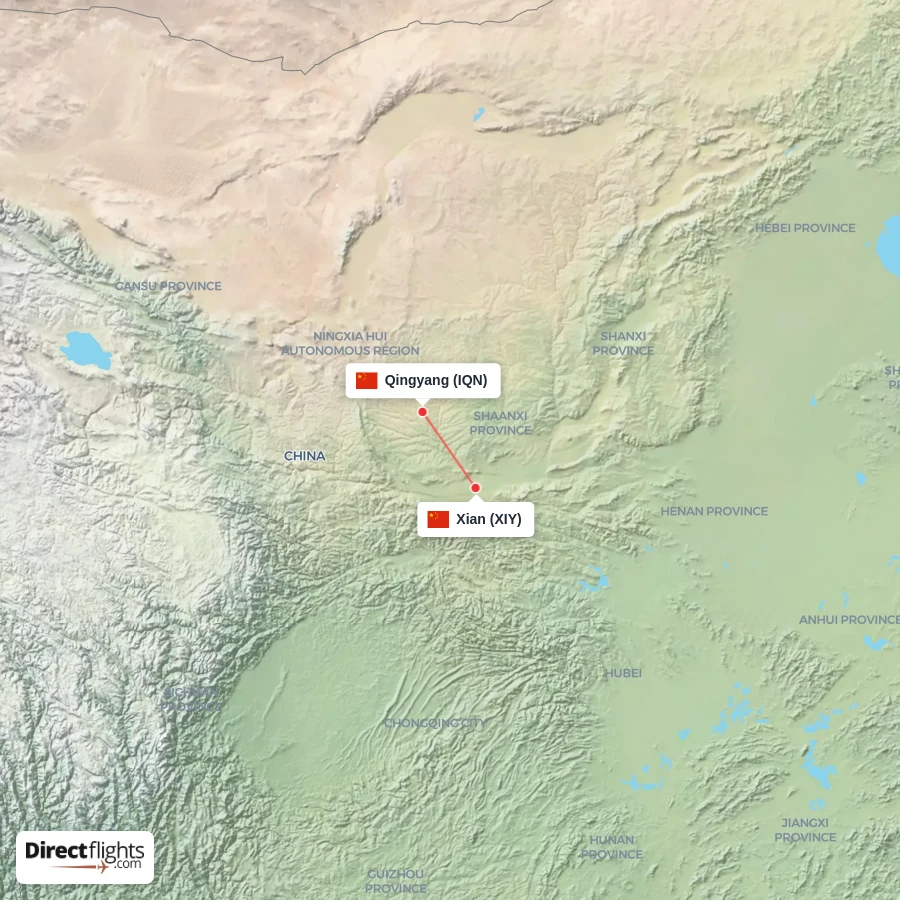 XIY - IQN route map