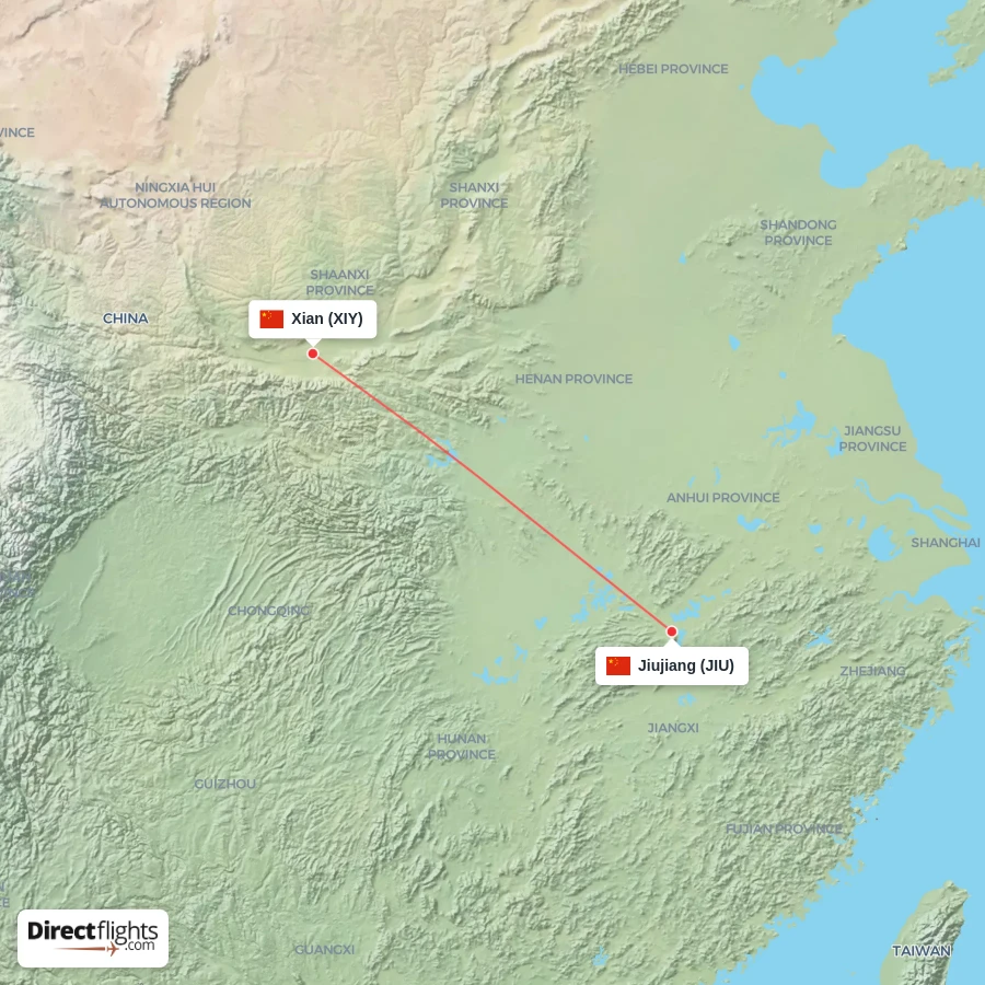 XIY - JIU route map