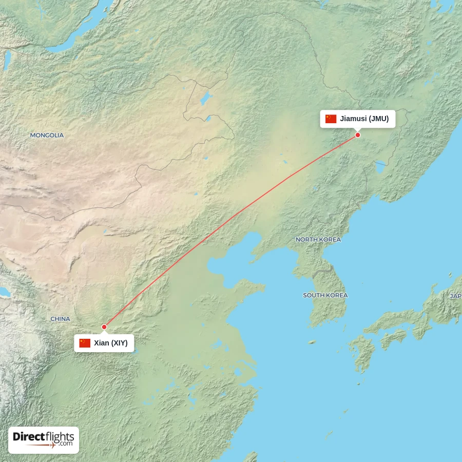 XIY - JMU route map