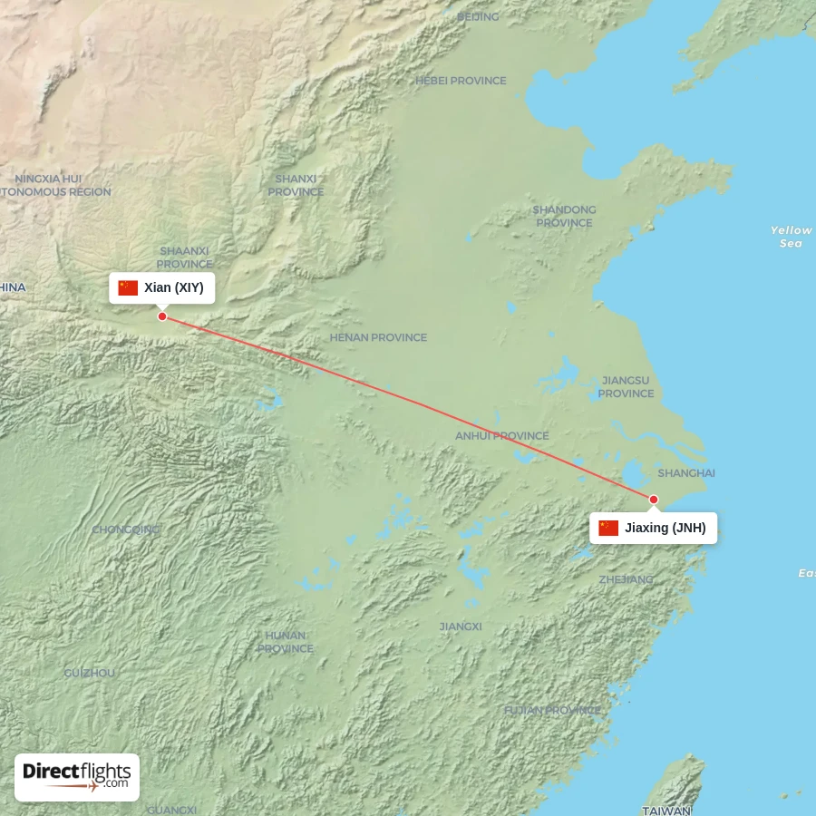 XIY - JNH route map