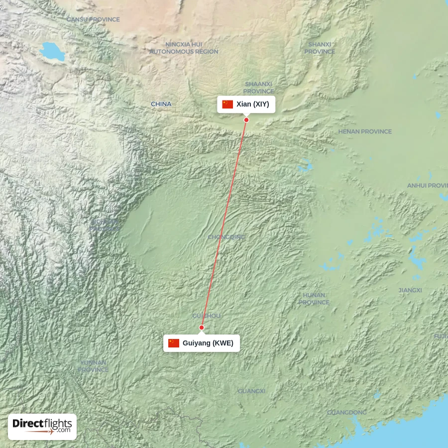 XIY - KWE route map
