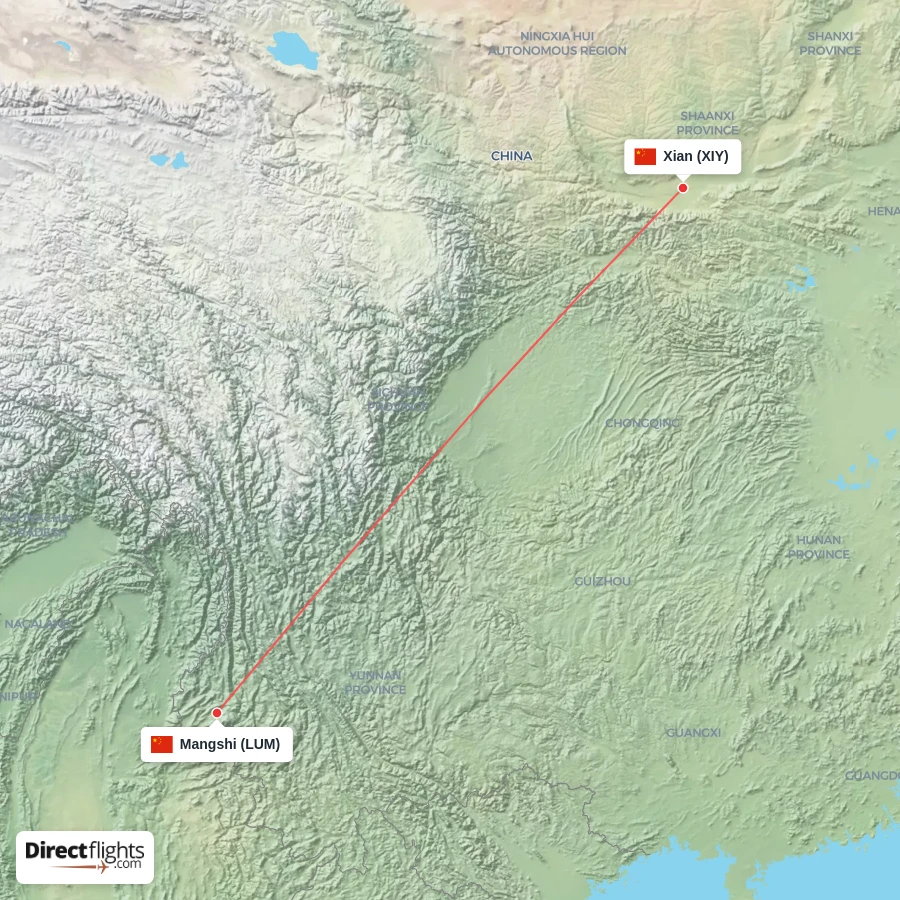XIY - LUM route map