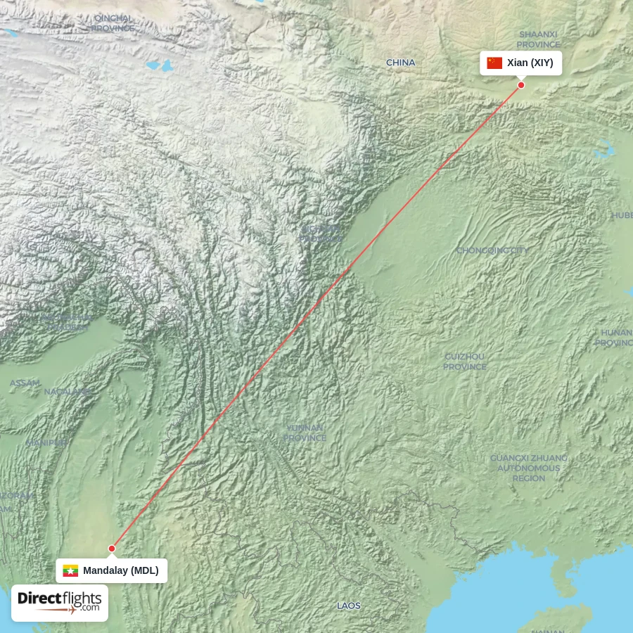 XIY - MDL route map