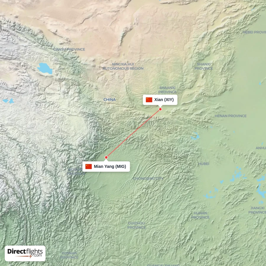 XIY - MIG route map