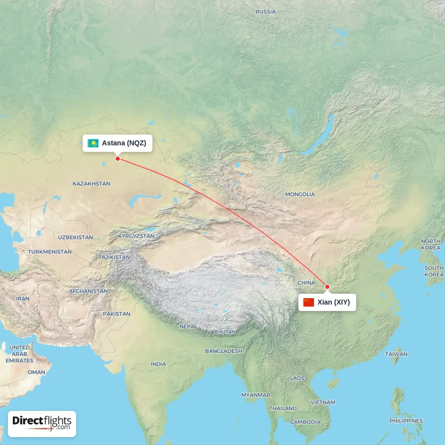 XIY - NQZ route map