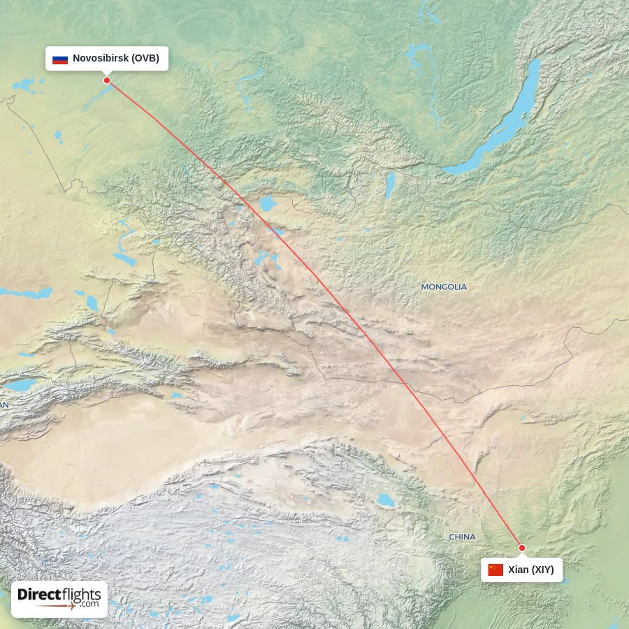 XIY - OVB route map