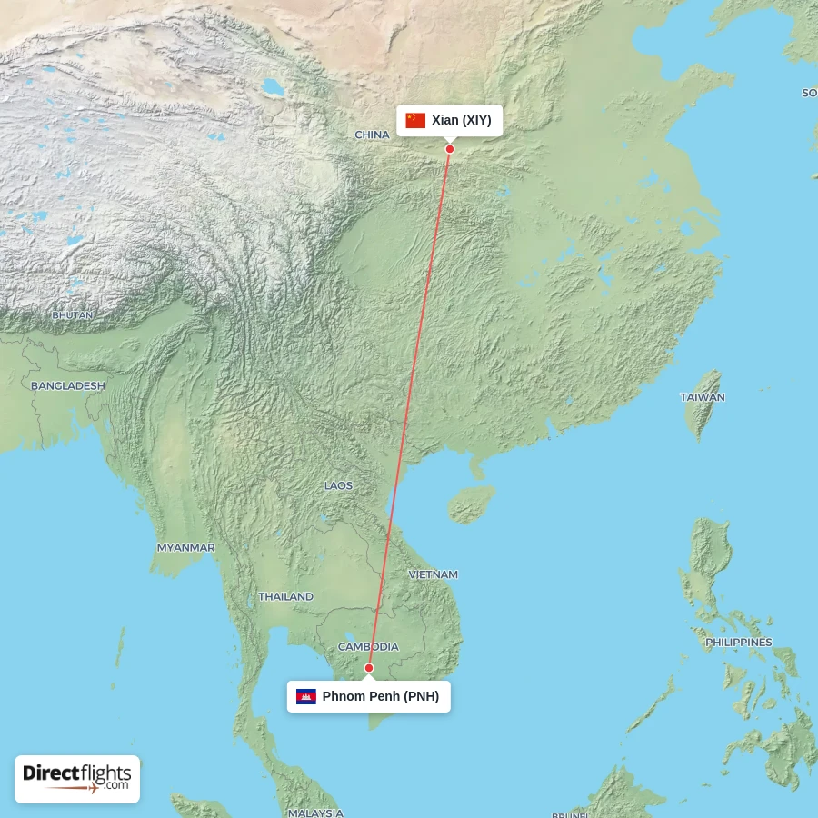 XIY - PNH route map