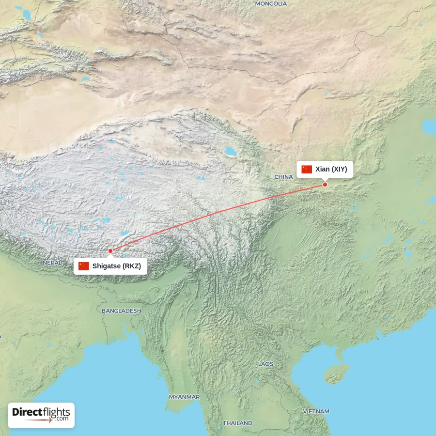 XIY - RKZ route map