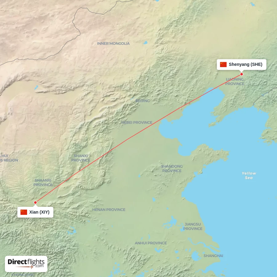 XIY - SHE route map