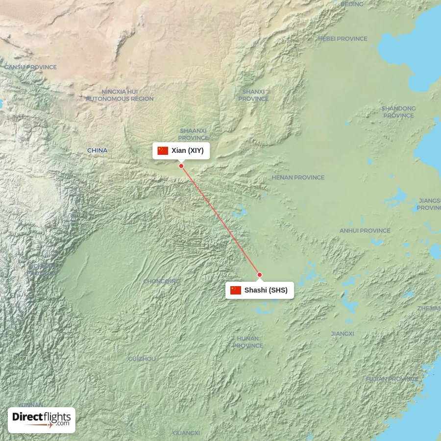 XIY - SHS route map