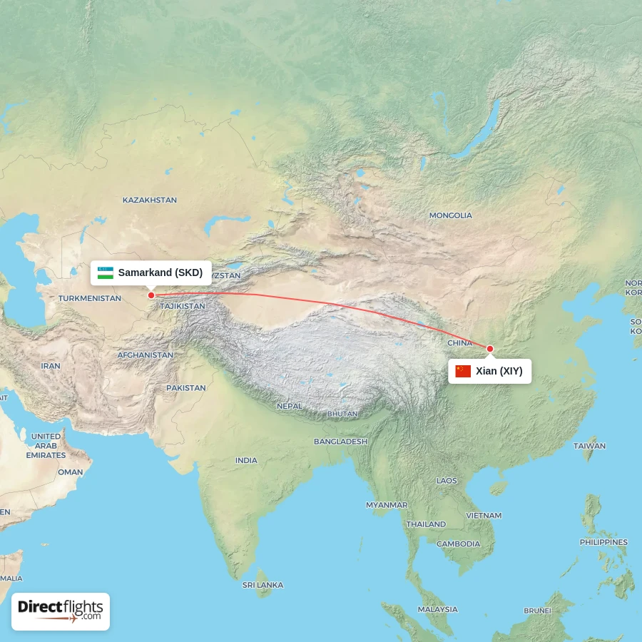 XIY - SKD route map
