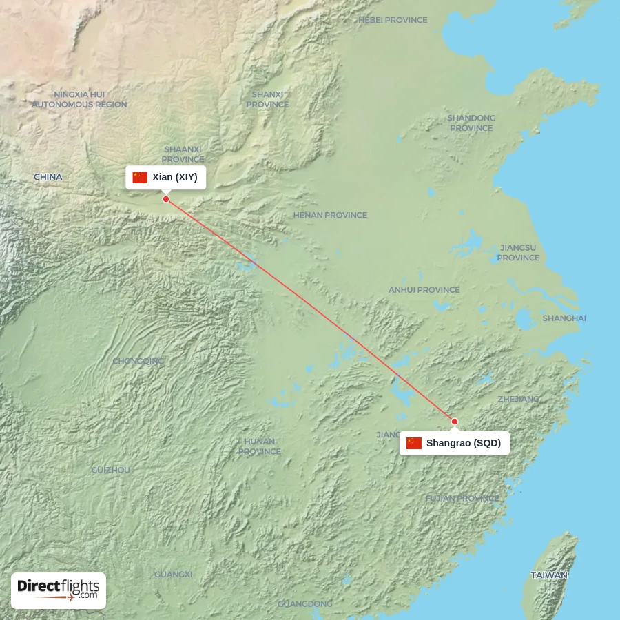 XIY - SQD route map