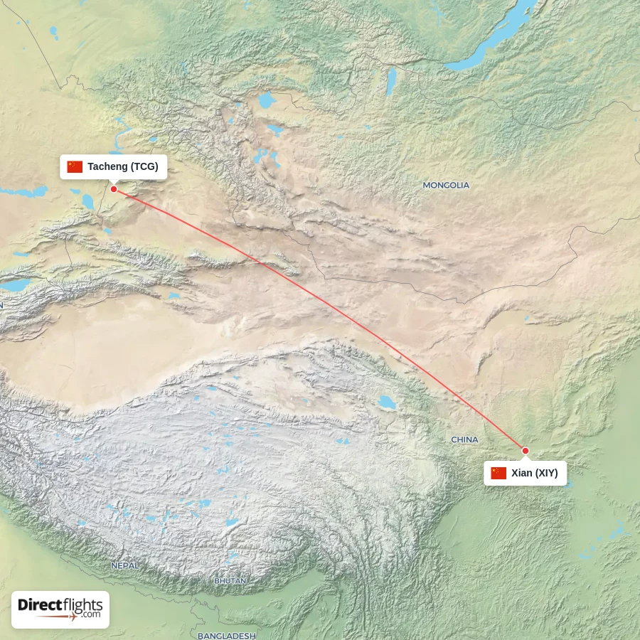 XIY - TCG route map