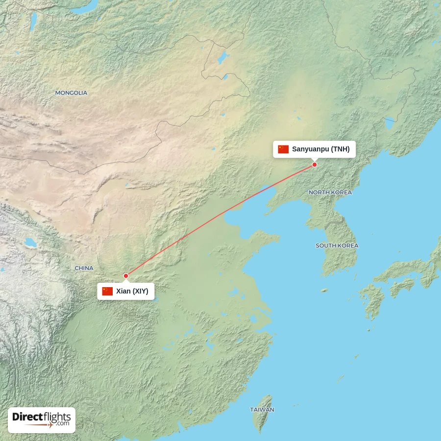 XIY - TNH route map