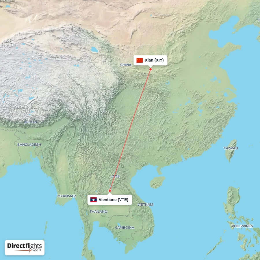 XIY - VTE route map