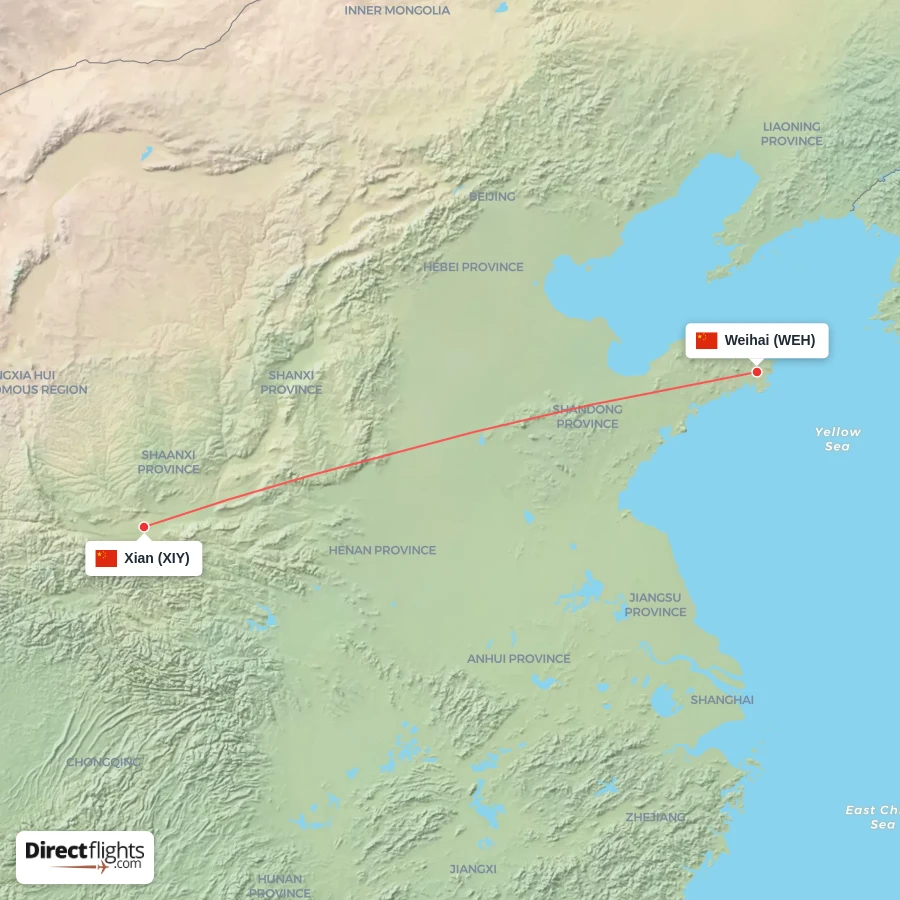 XIY - WEH route map