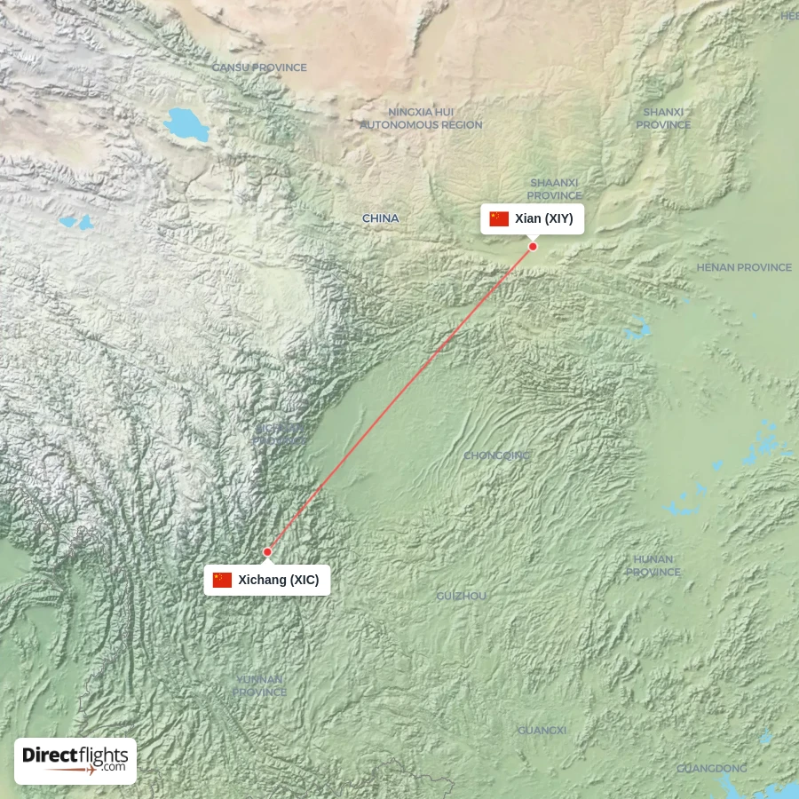 XIY - XIC route map