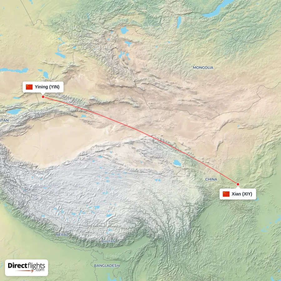 XIY - YIN route map