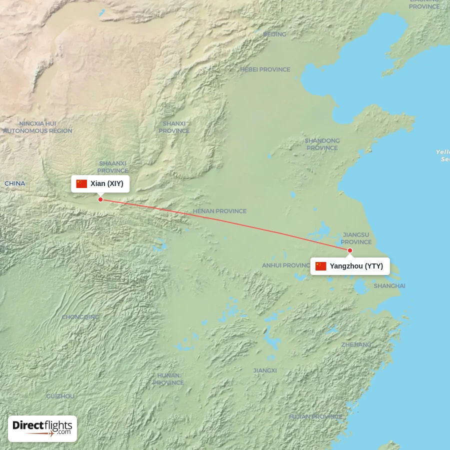 XIY - YTY route map