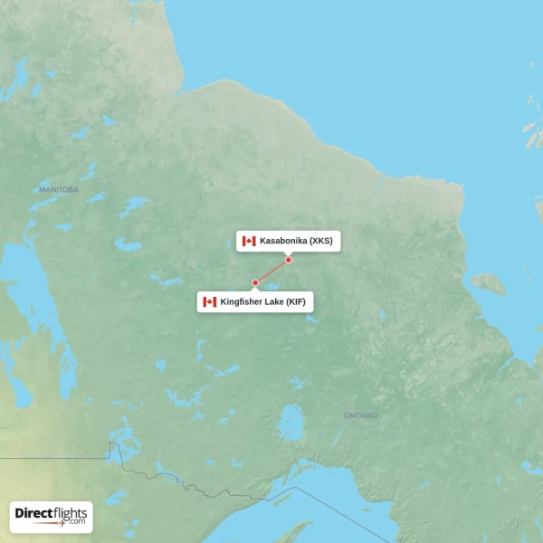 Kasabonika - Kingfisher Lake direct flight map