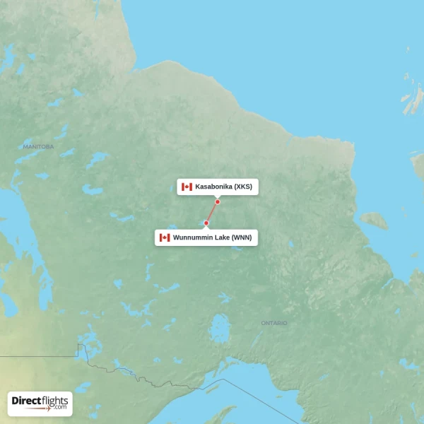 Kasabonika - Wunnummin Lake direct flight map